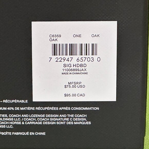 COACH SIGNATURE HEADBAND BOXED:NWT OAK C6359 - Picture 12 of 12
